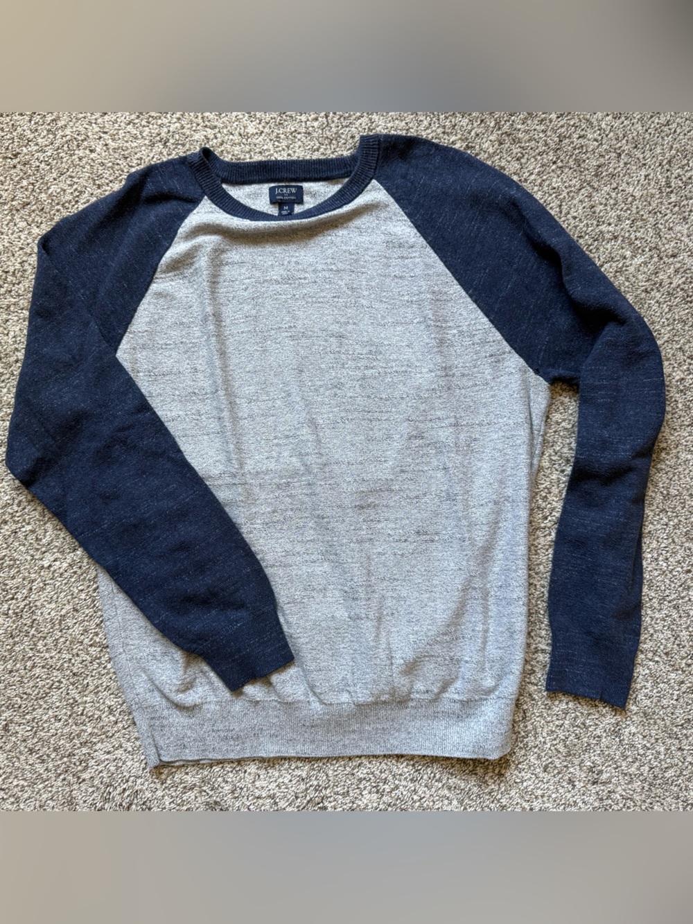 J. Crew Two-Tone Crewneck Sweater - Gray & Navy